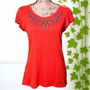 MERONA 100% Cotton Beaded Orange Tee M